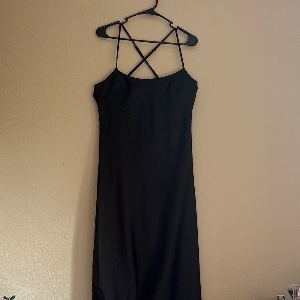 Nasty Gal Collection Black Satin Midi Dress